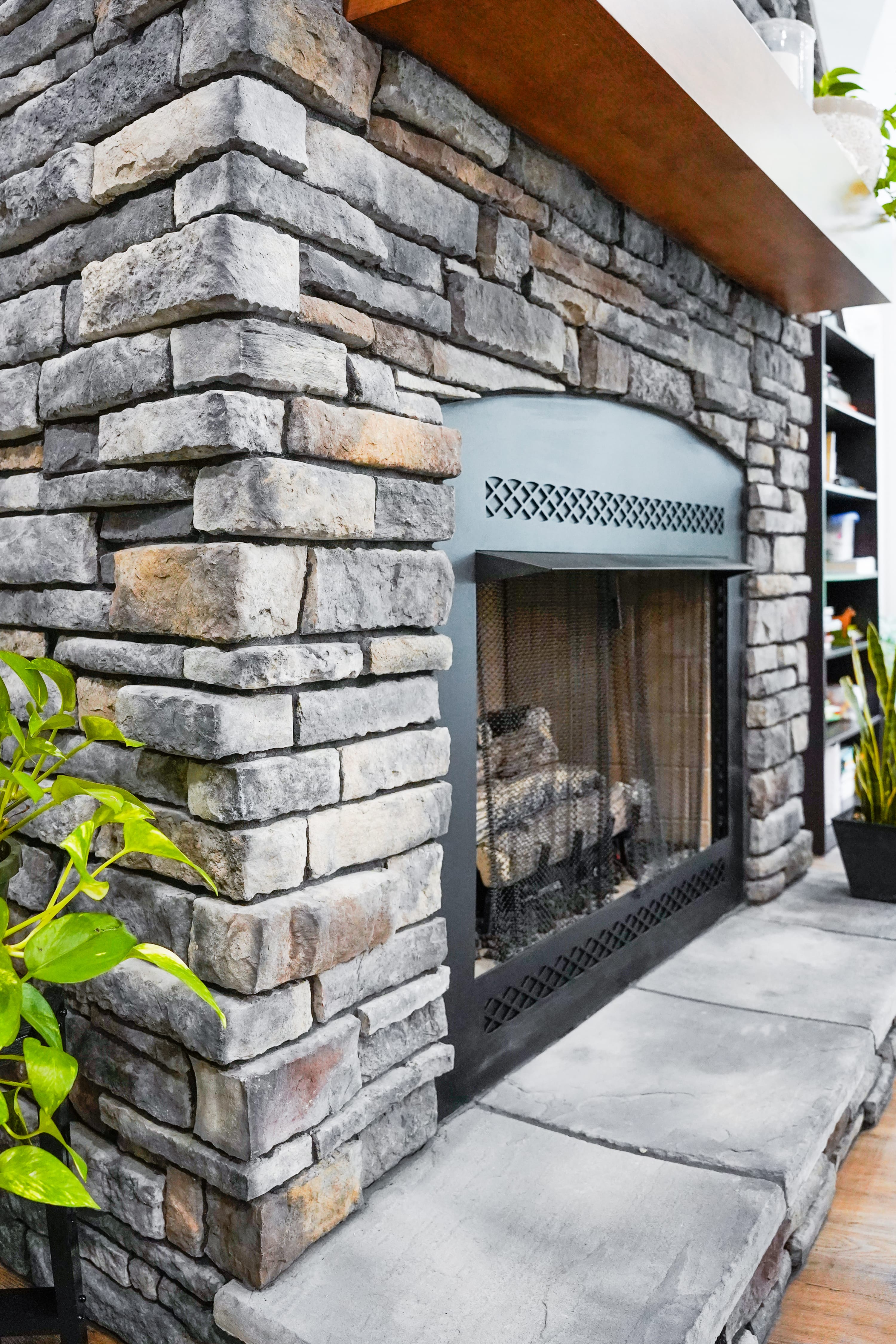 Stone fireplace